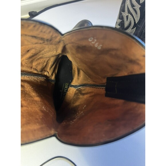 Dan Post Black Leather Western Cowboy Boots- 9 EW Made in Mexico - Picture 13 of 16